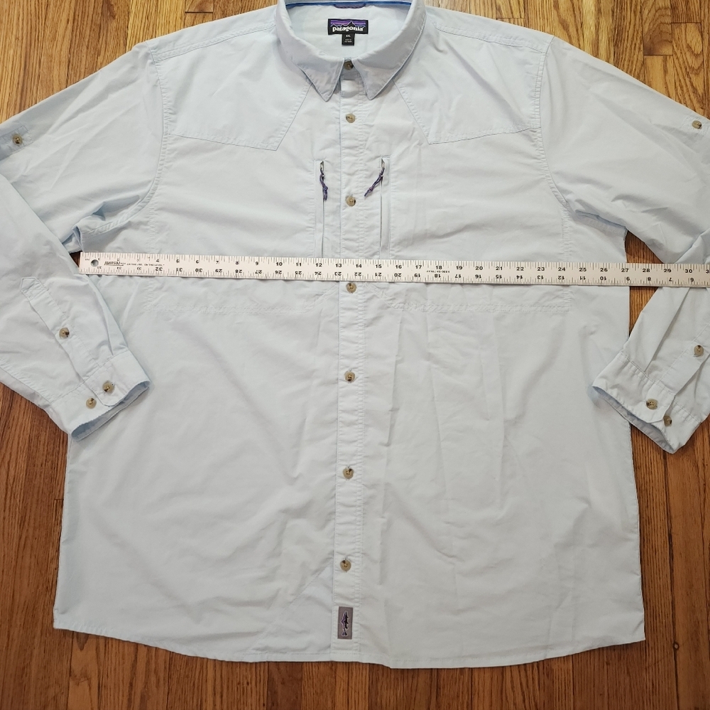 Patagonia Sun Stretch Mens Shirt Size XXL Long Sleeve Button Down Blue - Picture 5 of 7